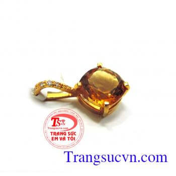 Mặt dây đá Citrine vàng đảm bảo chất lượng hợp thời trang và phong cách quyến rũ may mắn,hợp mệnh,mặt nữ vàng tây Mặt dây chuyền đá Sapphire thiên nhiên