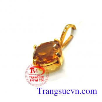 Mặt dây đá Citrine vàng đảm bảo chất lượng hợp thời trang và phong cách quyến rũ may mắn,hợp mệnh,mặt nữ vàng tây Mặt dây chuyền đá Sapphire thiên nhiên