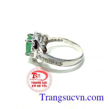 Nhẫn vàng trắng Emerald thiên nhiên kiểm định Naturald Emerald,vàng trắng 14k(58,5%Au)nhẫn nữ emerald đẳng cấp quý phái,tinh tế cho chiếc nhẫn nữ đá quý sau kim cương,Món quà cho vợ Ý nghĩa cho ngày kỷ niệm