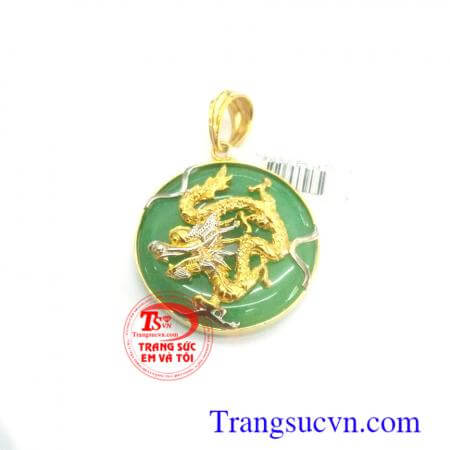 Mặt ngọc rồng vàng tây hợp phong thủy đẳng cấp,tuổi thìn con giáp vàng phong phú hợp phong thủy cho nam đeo mặt dây chuyền sang trọng