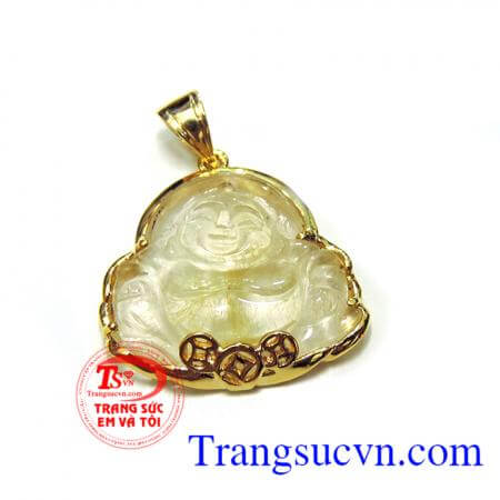 Mặt phật thạch anh tóc bọc vàng tây 14k đảm bảo chất lượng,thạch anh tóc mang nhiều năng lượng,may mắn làm tinh xạch cơ thể,mặt đeo cổ sang trong hợp thời trang