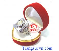 Nhẫn nam vàng trắng 18k 75%A đảm bảo chất lượng Uy tín,Nhẫn vàng trắng hợp thời trang sang trọng đẳng cấp,Phong cách nam tính,nhẫn vàng 18k Lịch lãm đẳng cấp