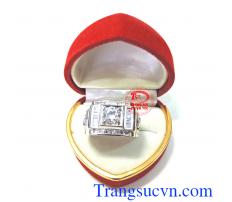 Nhẫn nam vàng 18k trắng