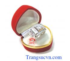 Nhẫn nam vàng 18k trắng
