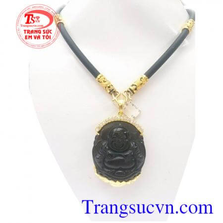 Bộ mặt phật đá đen bọc vàng