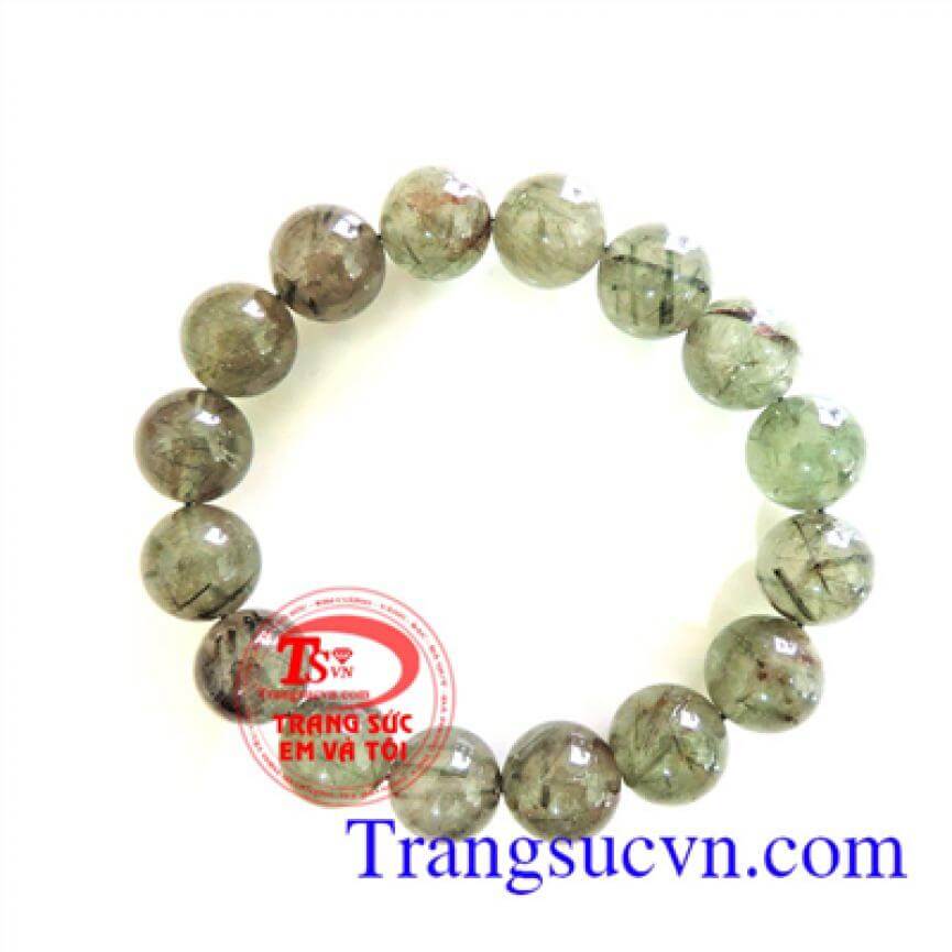 Chuỗi thạch anh tóc xanh 12.8 mm