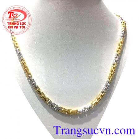 Dây chuyền vàng Italy hai màu 18k 75%Au nhập khẩu nguyên chiếc dây chuyền vàng màu +vàng trắng,sáng bóng,dây chuyền nam vàng Ý bền đẹp,Ưa chuộng,Đẳng cấp dây chuyền khách hàng đánh giá Uy Tín