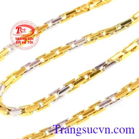 Dây chuyền vàng Italy hai màu 18k 75%Au nhập khẩu nguyên chiếc dây chuyền vàng màu +vàng trắng,sáng bóng,dây chuyền nam vàng Ý bền đẹp,Ưa chuộng,Đẳng cấp dây chuyền khách hàng đánh giá Uy Tín
