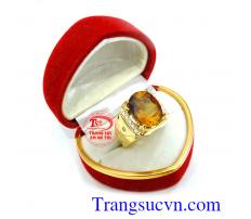 Nhẫn nam thạch anh vàng thiên nhiên