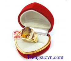 Nhẫn nam thạch anh vàng thiên nhiên