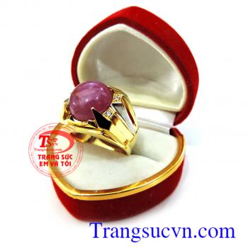 Nhẫn nam đá quý ruby vàng 14k