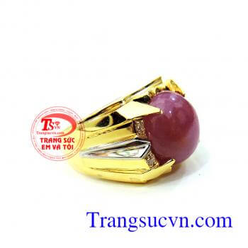 Nhẫn nam đá quý ruby vàng 14k