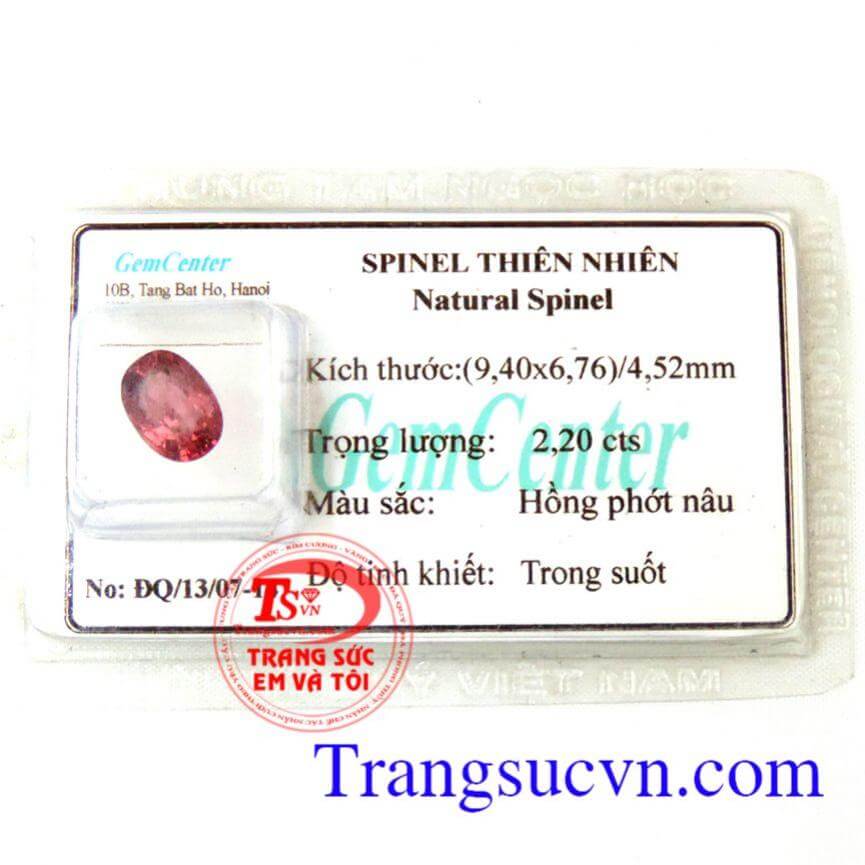 Spinel thiên nhiên hồng phớt nâu