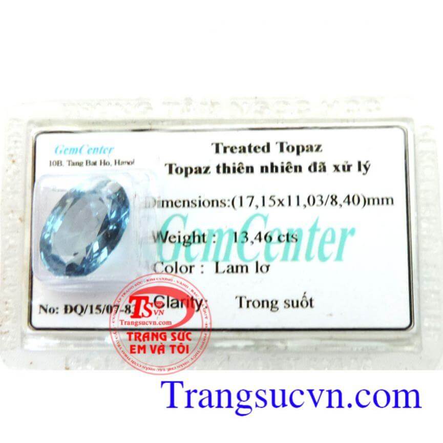Topaz thiên nhiên đã xử lý lam lơ trong suốt