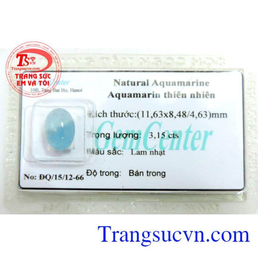 Aquamarin đẹp tự nhiên, lam nhạt dịu mát
