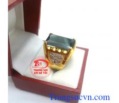 Nhẫn nam đá đen má rồng vàng