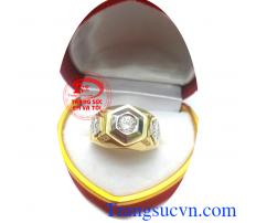 Nhẫn nam vàng tây mặt kim