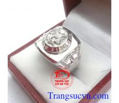 Nhẫn rồng vàng trắng may mắn