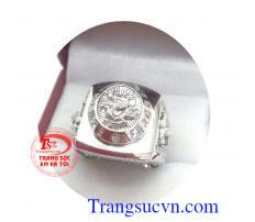 Nhẫn rồng vàng trắng may mắn