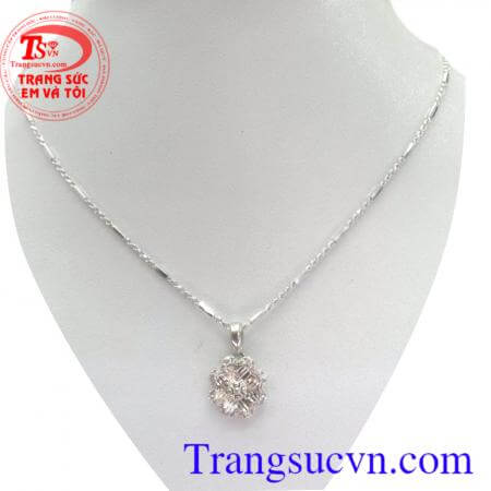 Bộ Mặt dây chuyền vàng 18k trắng Ý