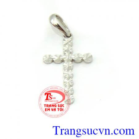 Mặt Thánh Giá vàng trắng 18k