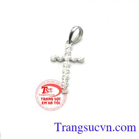 Mặt Thánh Giá vàng trắng 18k