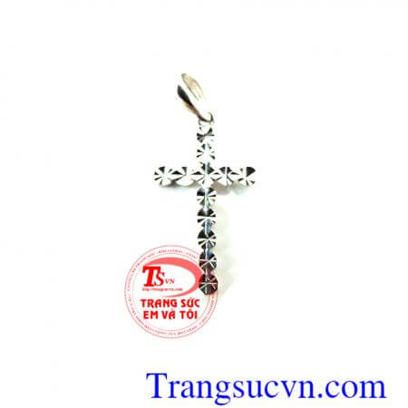 Mặt Thánh Giá vàng trắng 18k