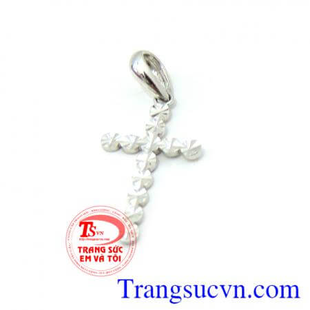 Mặt Thánh Giá vàng trắng 18k