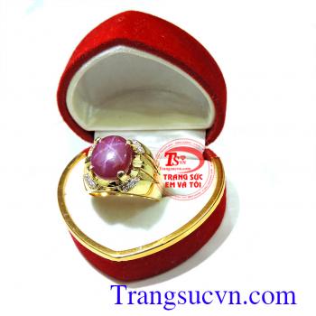 Nhẫn nam ruby sao thiên nhiên