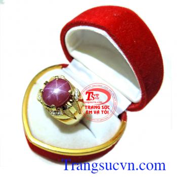 Nhẫn nam ruby sao thiên nhiên