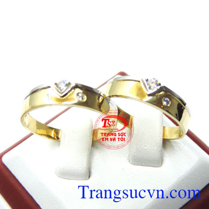 Nhẫn cưới vàng 18k 750 nhập khẩu Italy nguyên đôi nhẫn cưới vàng