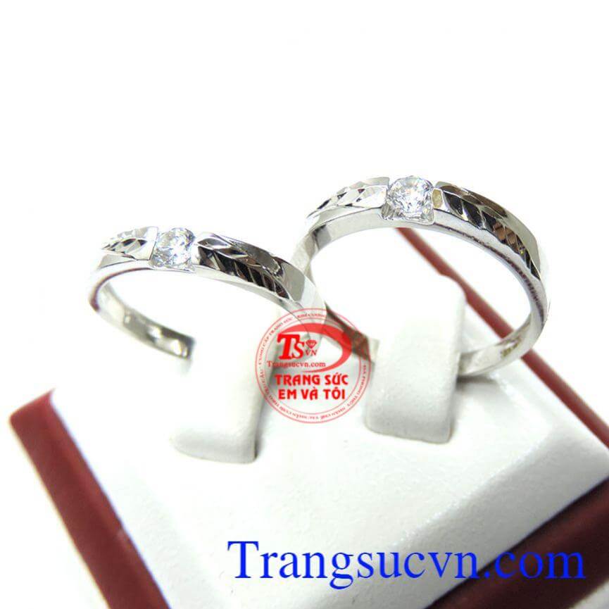Nhẫn cưới vàng trắng 18k