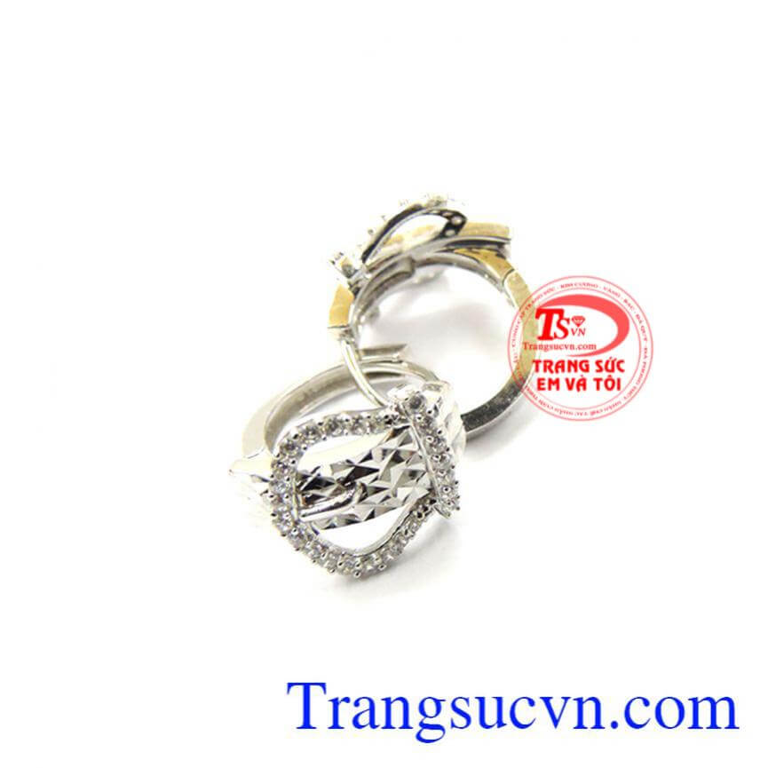 Hoa tai vàng trắng Italy 18k