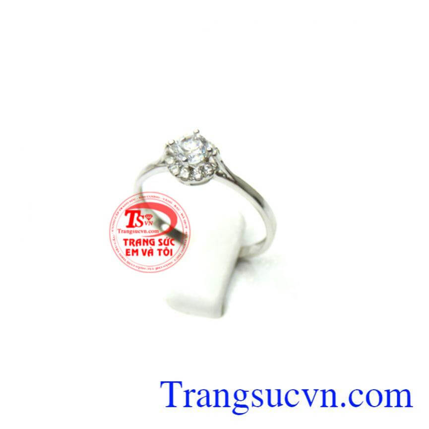Nhẫn nữ vàng trắng 18k Italy