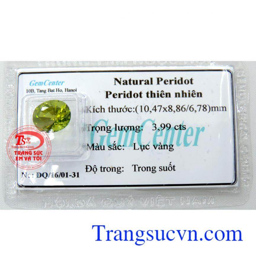 Peridot thiên nhiên màu lục vàng