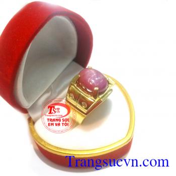 Nhẫn vàng đá quý ruby sao