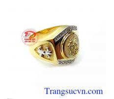 chiếc nhẫn vàng cho nam đeo ngón giữa, thiết kế nhẫn trên máy 3D tinh tế, sắc nét