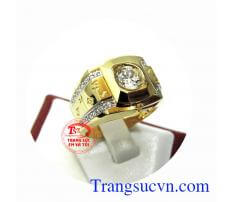 Nhẫn mặt đá vàng tây