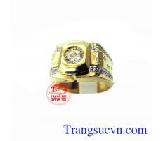 Nhẫn mặt đá vàng tây