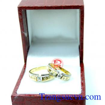 Nhẫn cưới vàng 18k 750 nhập khẩu Italy nguyên đôi nhẫn cưới vàng