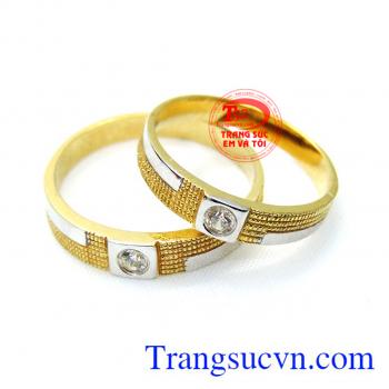 Đôi nhẫn cưới vàng 18k