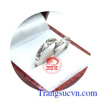 Nhẫn cưới vàng trắng 18k