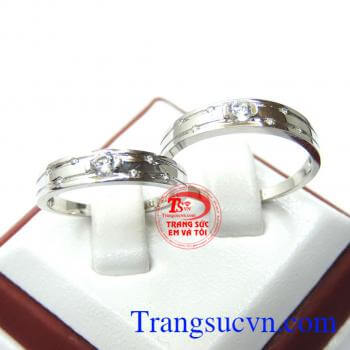 Nhẫn cưới vàng trắng ITALY tinh tế đẳng cấp