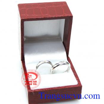 Nhẫn cưới vàng trắng nhập khẩu Italy nguyên đôi nhẫn cưới vàng