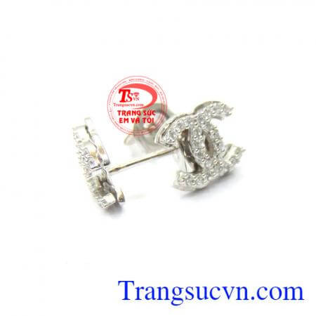 Đôi chanel vàng Italy 18k,hoa tai vàng,bông tai vàng trắng 18k,hoa tai đẹp bền tinh tế, hoa tai vàng,đôi bông tai đẹp.