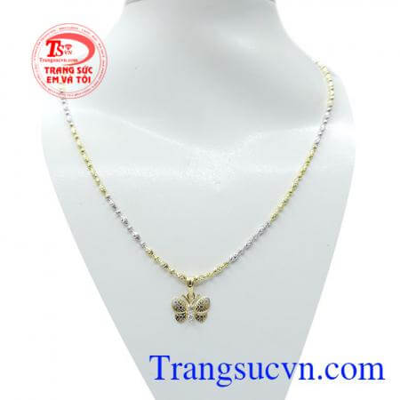 Bộ dây mặt bướm vàng 18k Ý