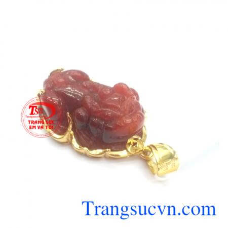 Tỳ hưu ngọc đỏ vàng 14k