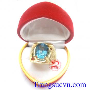 Nhẫn nam topa mệnh Mộc+Thủy nhẫn vàng đá quý có giấy kiểm định đá quý,nhẫn nam topaz đẹp,nhẫn nam rồng vàng hộ mệnh Mộc và mệnh Thủy,Nhẫn nam đẹp