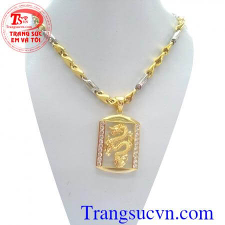 Bộ mặt rồng vàng dây chuyền đẹp