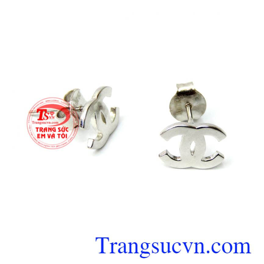 Hoa tai thời trang vàng trắng 18k